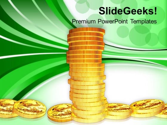 Tower Of Gold Coins Financial Business PowerPoint Templates Ppt Backgrounds For Slides 0113