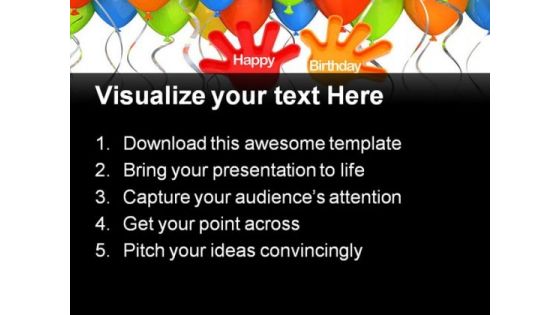 Toy Hands Wishing With Balloons Entertainment PowerPoint Themes And PowerPoint Slides 0511