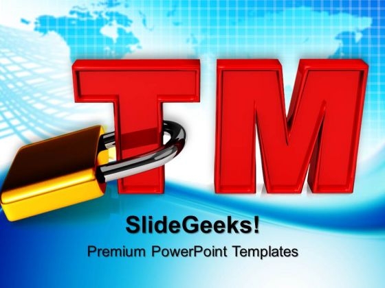 Trademark With Padlock Copyright Protection Security PowerPoint Templates And PowerPoint Themes 0712