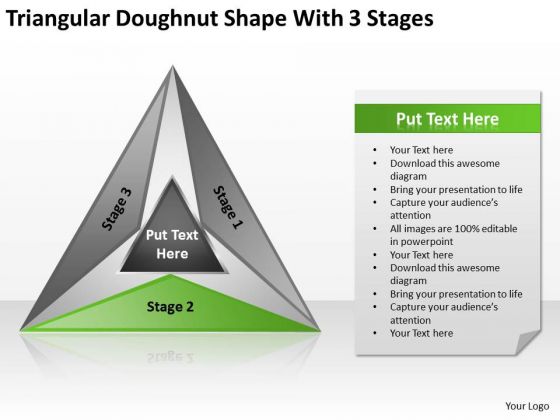 Triangular Doughnut Shape With 3 Stages Ppt Writing Business Plan PowerPoint Templates