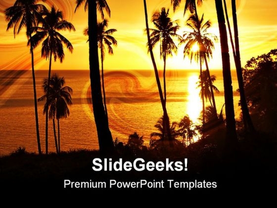Tropical Sunset With Trees Nature PowerPoint Templates And PowerPoint Backgrounds 0711