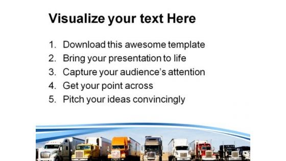 Trucks In Row Travel PowerPoint Templates And PowerPoint Backgrounds 0711