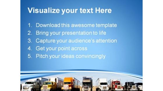 Trucks In Row Travel PowerPoint Templates And PowerPoint Backgrounds 0711