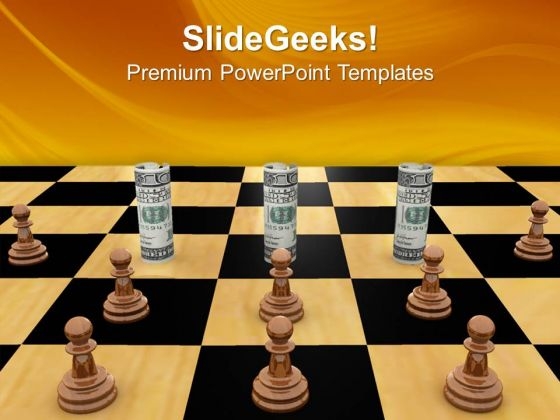 Twisted Dollars And Chess Pieces Business PowerPoint Templates Ppt Backgrounds For Slides 0113