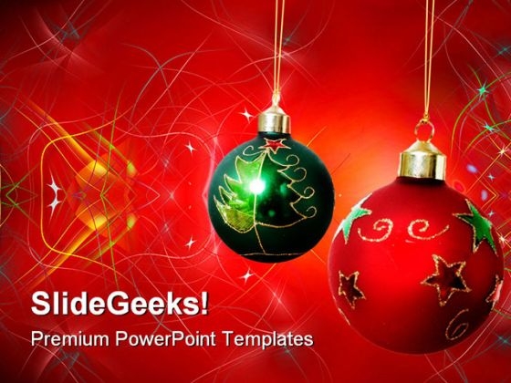 Two Christmas Balls Festival PowerPoint Templates And PowerPoint Backgrounds 0511