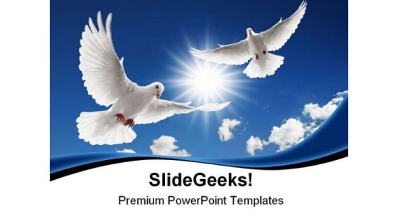 Two Flying Doves Animals PowerPoint Templates And PowerPoint Backgrounds 0811