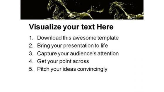 Two Golden Horses Running Animals PowerPoint Themes And PowerPoint Slides 0711