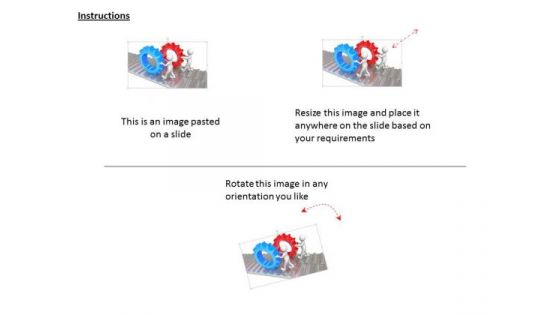 Two Men Pushing Gears PowerPoint Templates