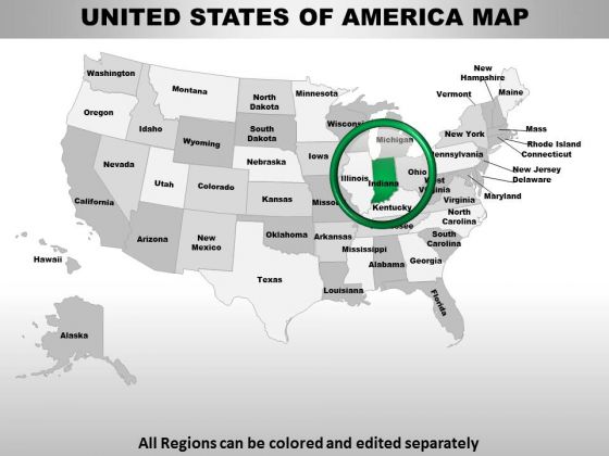 Usa Indiana State PowerPoint Maps