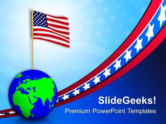 Usa On The Globe American Independence PowerPoint Templates Ppt Backgrounds For Slides 0913