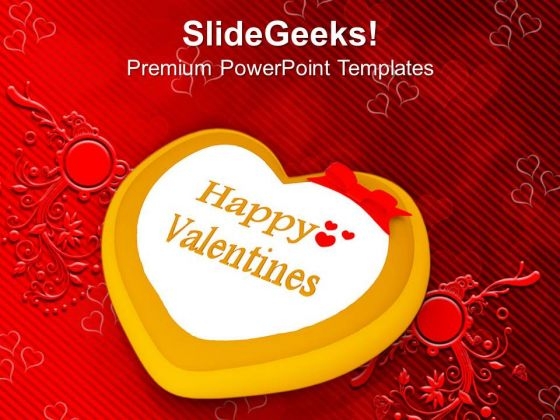 Valentine Cake Decorated Heart Occasion PowerPoint Templates Ppt Backgrounds For Slides 0213