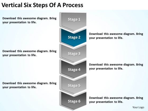 Vertical Six Steps Of Process Linear Flow PowerPoint Slides