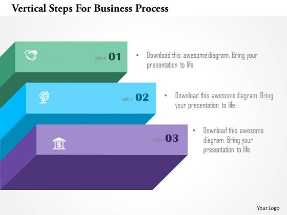 Vertical Steps For Business Process PowerPoint Template