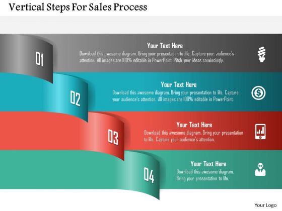 Vertical Steps For Sales Process PowerPoint Template