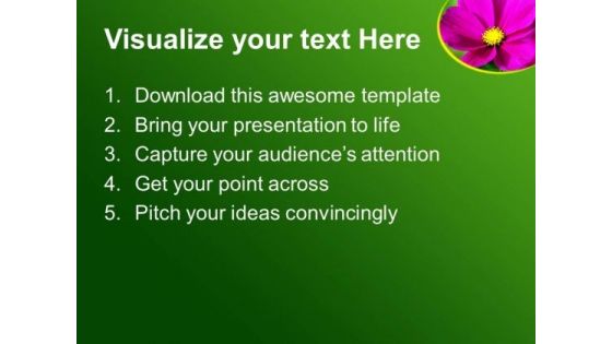 Vibrant Pink Flower Over Green Background PowerPoint Templates Ppt Backgrounds For Slides 1212