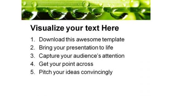 Water Drops On Leaf Nature PowerPoint Backgrounds And Templates 1210