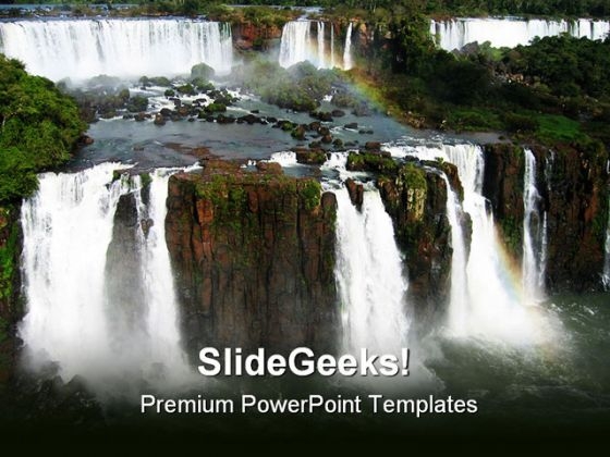 Water Fall01 Nature PowerPoint Background And Template 1210