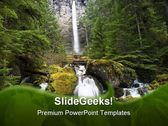 Water Fall01 Nature PowerPoint Template 0910