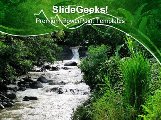 Water Fall Nature PowerPoint Background And Template 1210