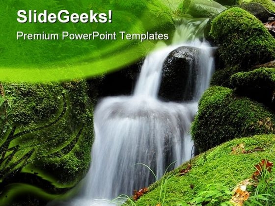 Water Fall Nature PowerPoint Template 0910