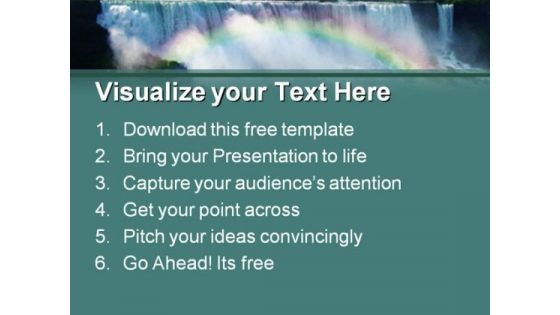 Waterfall PowerPoint Template with Beautiful Rainbow