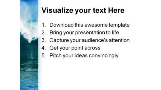 Waves On Beach Nature PowerPoint Template 1110