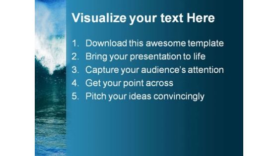 Waves On Beach Nature PowerPoint Template 1110