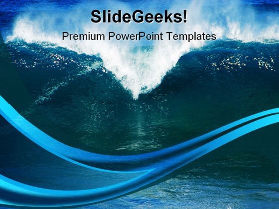 Waves On Beach Nature PowerPoint Template 1110
