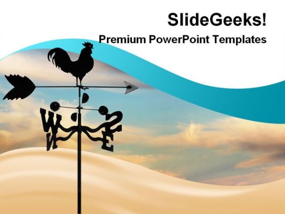 Weathervane Against Cloudscape Symbol PowerPoint Themes And PowerPoint Slides 0311