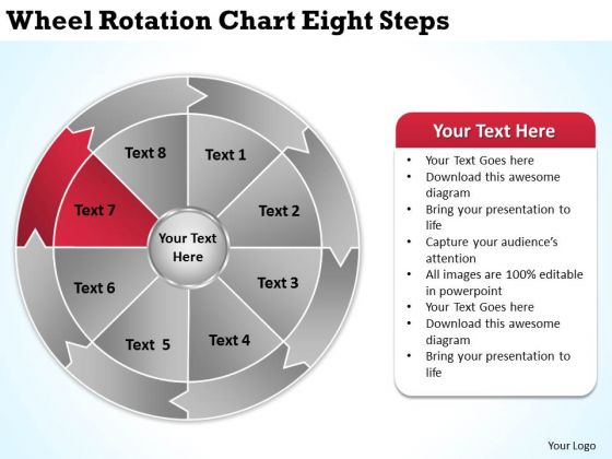 Wheel Rotation Chart Eight Steps Courier Business Plan PowerPoint Slides