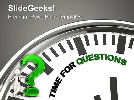 White Clock With Time For Questions PowerPoint Templates Ppt Backgrounds For Slides 1112