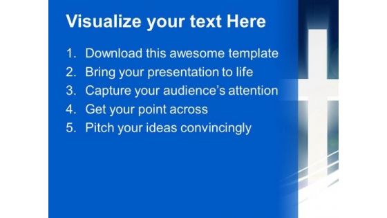 White Cross Beaming In Sky Christmas PowerPoint Templates And PowerPoint Themes 0712
