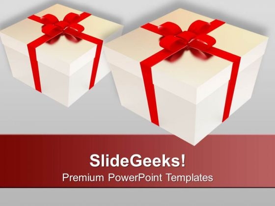 White Gift Boxes Decoration Design PowerPoint Templates Ppt Backgrounds For Slides 1212