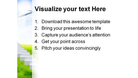White Ladder Extending To Sky Nature PowerPoint Themes And PowerPoint Slides 0411