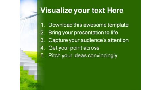 White Ladder Extending To Sky Nature PowerPoint Themes And PowerPoint Slides 0411