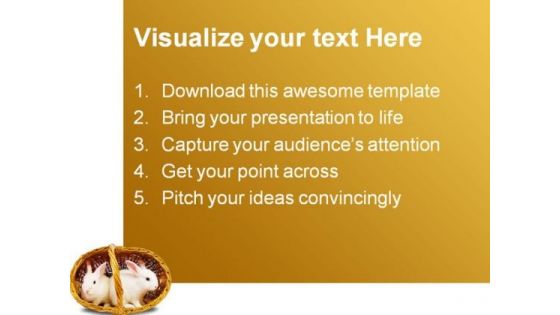 White Rabbits In Basket Easter Festival PowerPoint Themes And PowerPoint Slides 0411