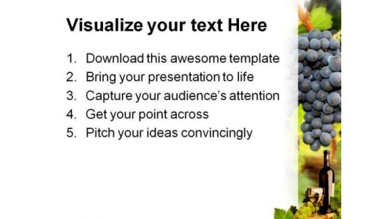 Wine Grapes Nature PowerPoint Template 0610