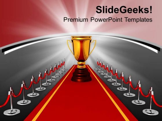 Winner Achieved The Golden Trophy As Award PowerPoint Templates Ppt Backgrounds For Slides 0313