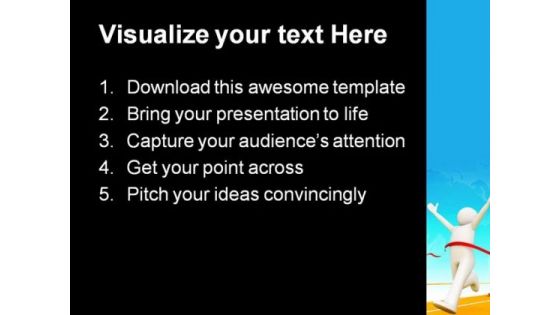 Winner On Finishing Line Business PowerPoint Template 1010