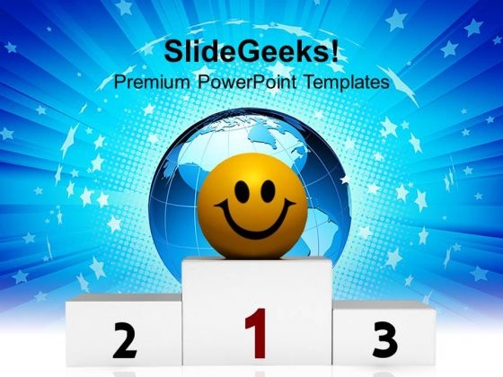 Winner On Pedestal Success PowerPoint Templates Ppt Backgrounds For Slides 1212