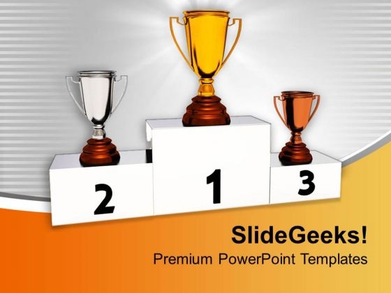 Winner Trophies Competition PowerPoint Templates Ppt Backgrounds For Slides 0313