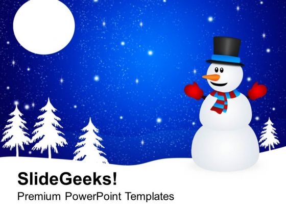 Winter Background With Snowman Holidays PowerPoint Templates Ppt Backgrounds For Slides 1112