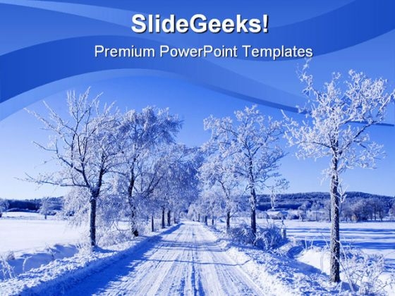 Winter Scene Nature PowerPoint Template 0610
