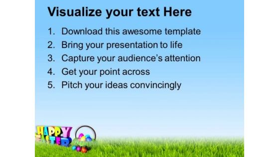 Wishing Happy Easter With Basket Of Eggs PowerPoint Templates Ppt Backgrounds For Slides 0313