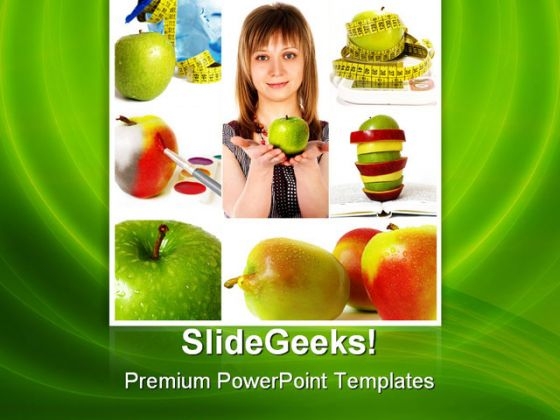 Woman And Apples Health PowerPoint Themes And PowerPoint Slides 0811