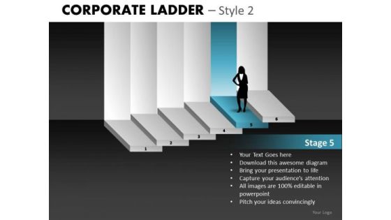 Woman Climbing Corporate Ladder PowerPoint Ppt Templates