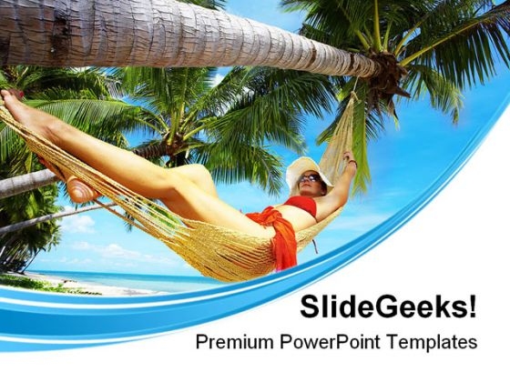 Woman In Hammock Beach PowerPoint Themes And PowerPoint Slides 0411