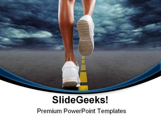 Woman Jogging Health PowerPoint Themes And PowerPoint Slides 0811