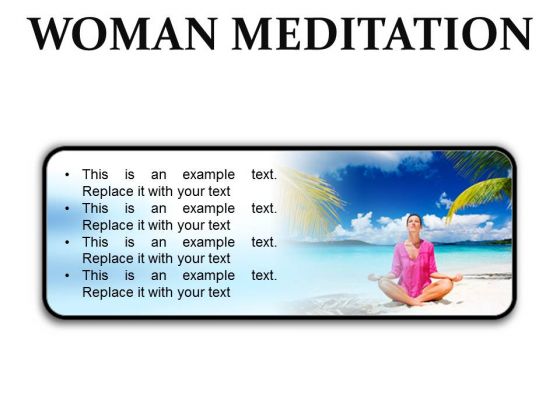 Woman Meditation Beach PowerPoint Presentation Slides R