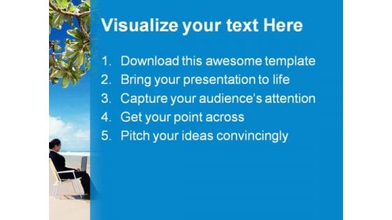 Woman On Beach Business PowerPoint Template 1110